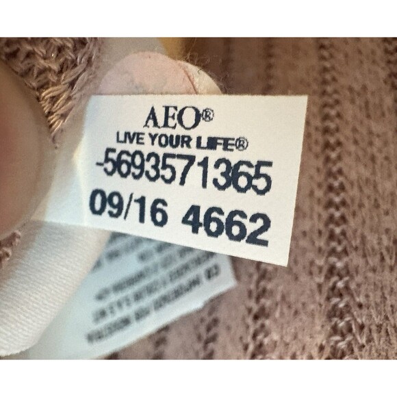 American Eagle Shirt Womens XS Mauve Pink Ribbed Soft Sexy V Neck Long Sleeve - Picture 7 of 7